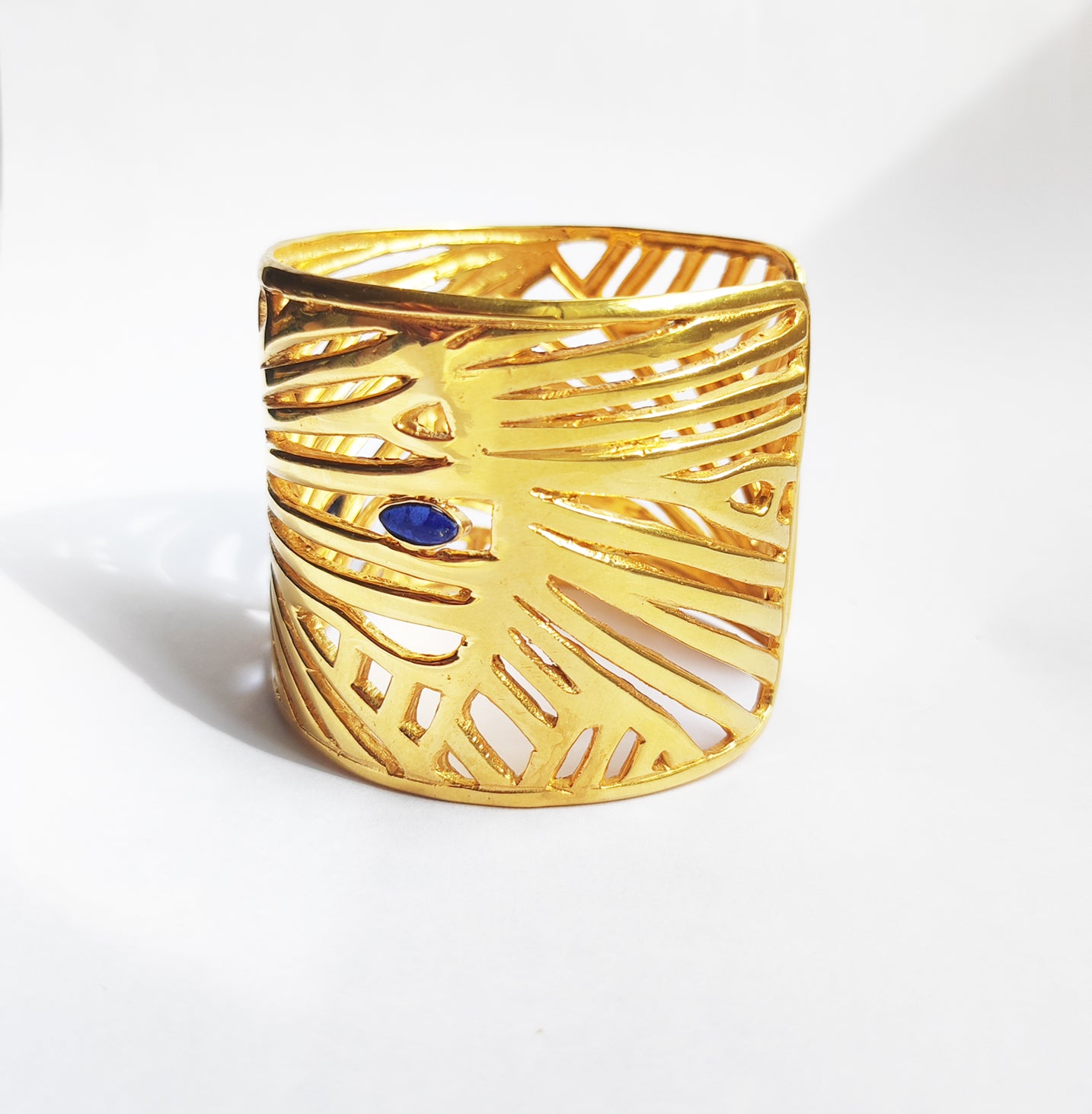 Cala Gold Cuff Bracelet with Lapis Lazuli