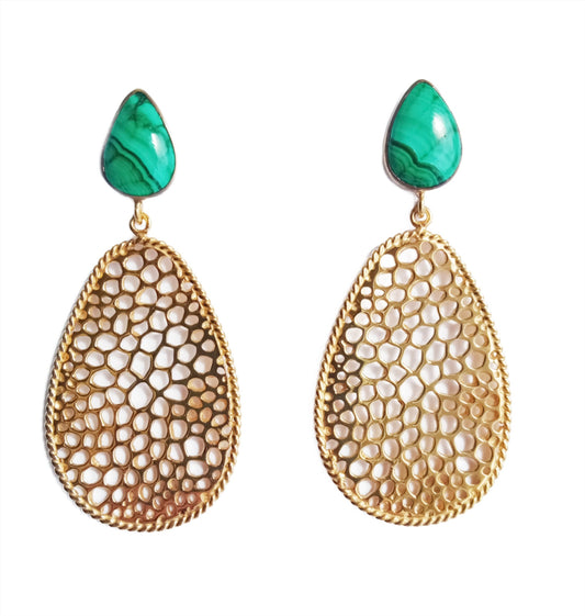 Labyrinth Gold Custom Gemstone Teardrop Earrings