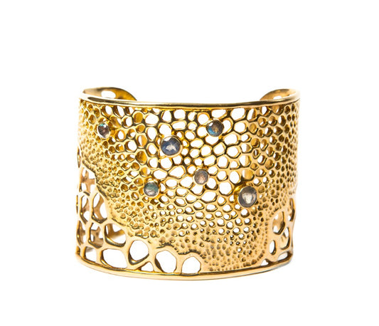 Labyrinth Gold Custom Gemstone Cuff Bracelet