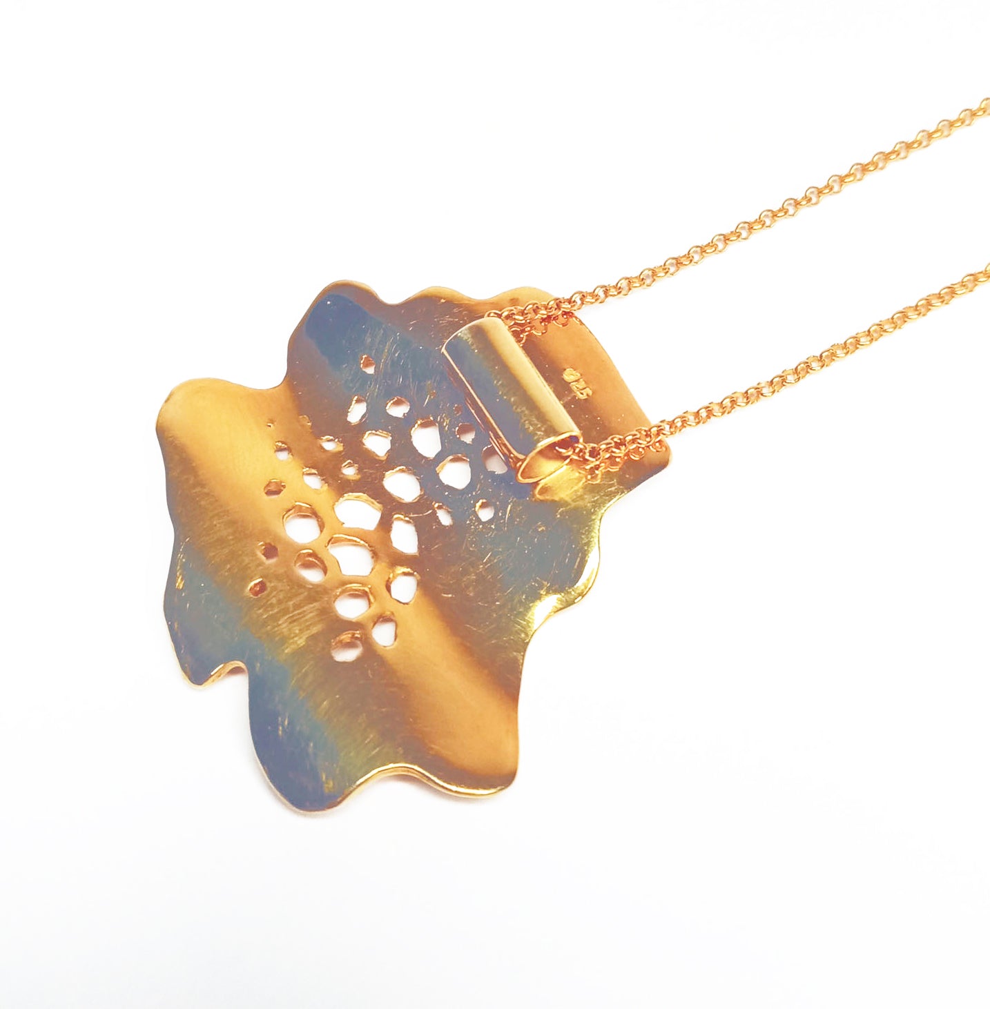 Labyrinth Gold Coral Wave Pendant Necklace