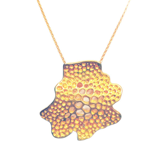Labyrinth Gold Coral Wave Pendant Necklace