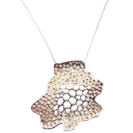 Labyrinth Silver Coral Wave Pendant Necklace