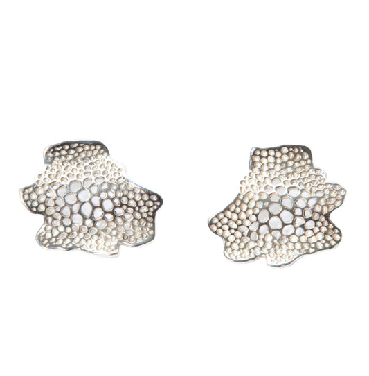 Labyrinth Coral Wave Silver Stud Earrings