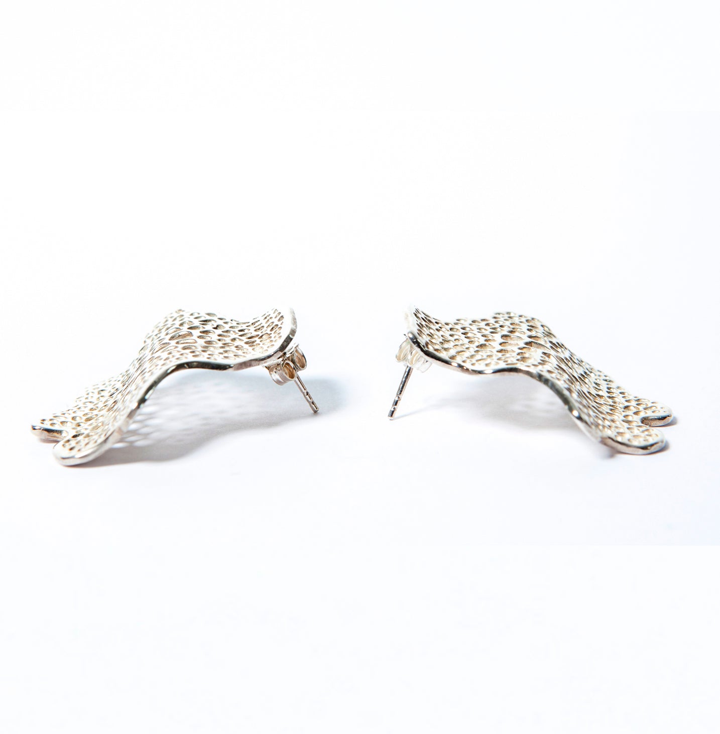 Labyrinth Coral Wave Silver Stud Earrings