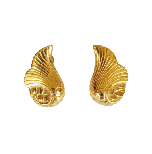 Siren Mermaid Tail Gold Stud Earrings