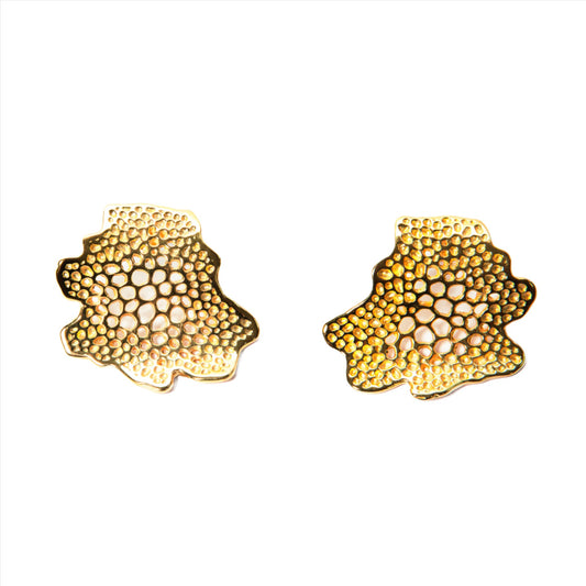Labyrinth Gold Coral Wave Stud Earrings